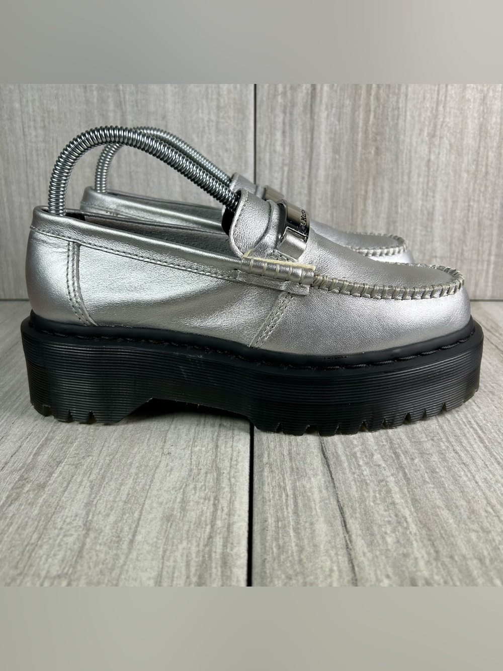 NEW Dr. Martens Docs Penton II Quad Platform Loafer Shoe Silver Women’s Size 7 - Picture 3 of 11